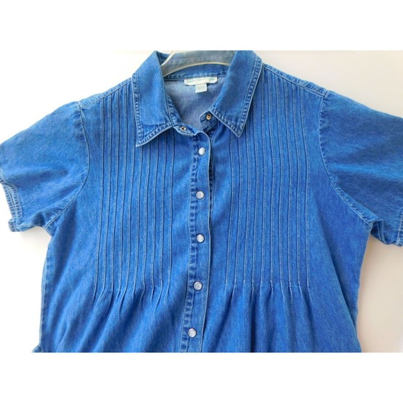 Mark, Fore, & Strike Denim Blue Jean Dress w Pearl Snaps Womens Sz PM Pockets - Picture 4 of 6